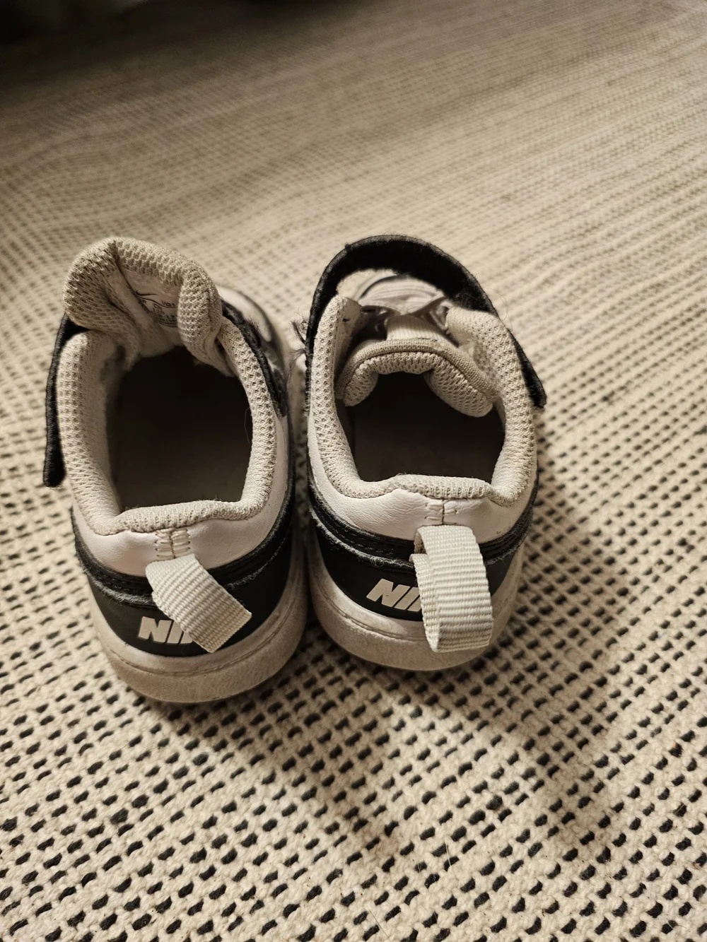 Kids Black & White Nike Athletic Sneakers with Hook-and-Loop Strap